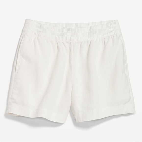 NWT OLD NAVY Matching High-Waisted Striped Linen-Blend 3.5-inch inWhite Lilies - Picture 1 of 9